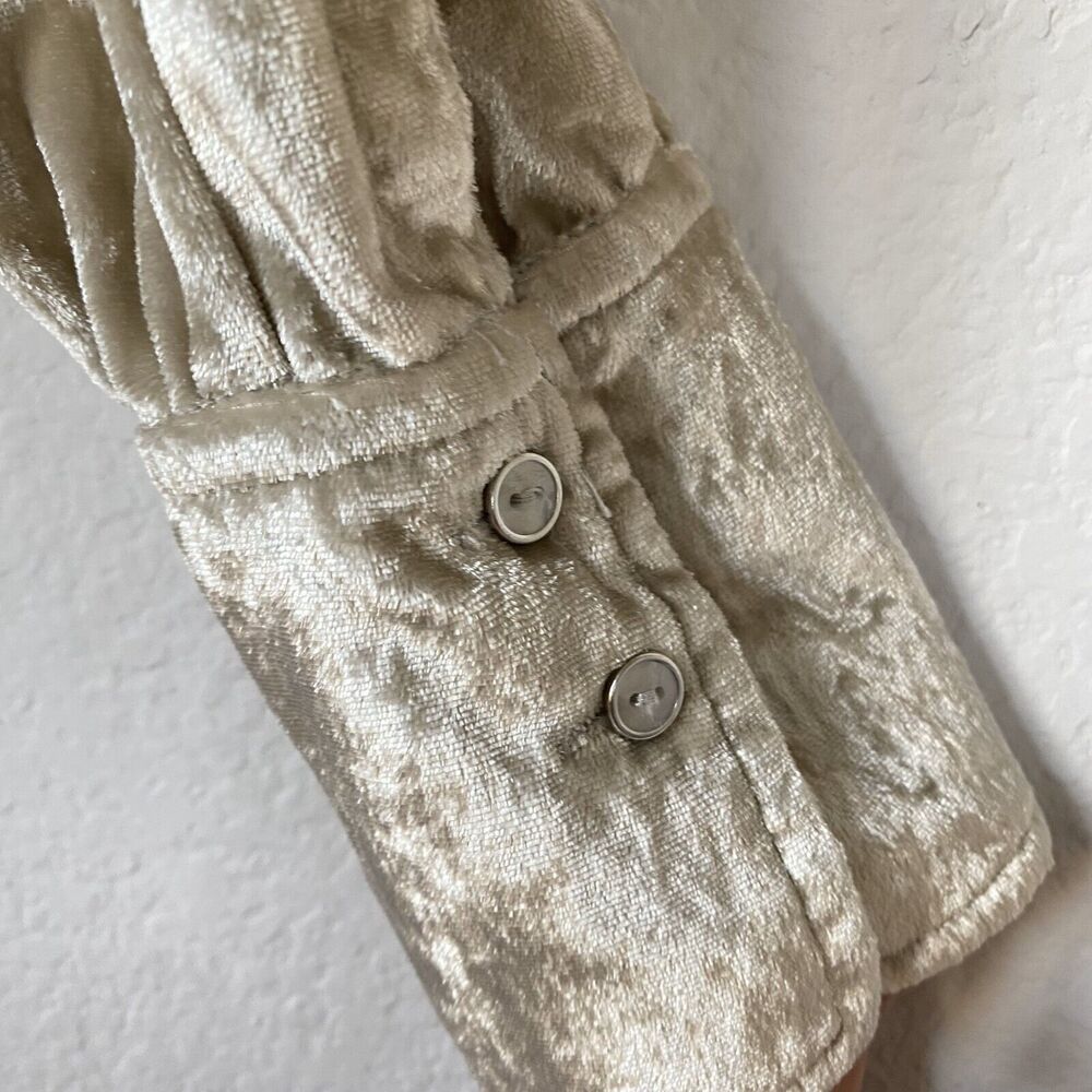 Maeve Womens Long Sleeve Hi-Lo Crushed Velvet Button Down Champaign Shirt Size 0 - Picture 13 of 15